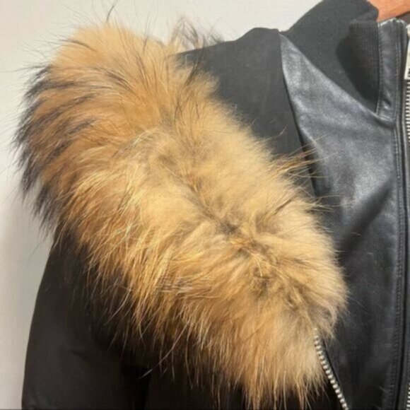 NB Series by Nicole Benisti Duck Down Puffer Jacket Size XS Raccoon Fur Collar - Picture 4 of 16